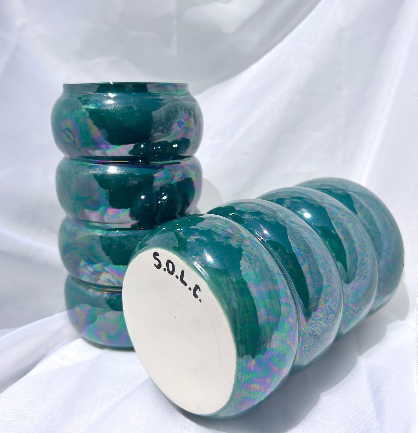 Teal Double Bubble Vase