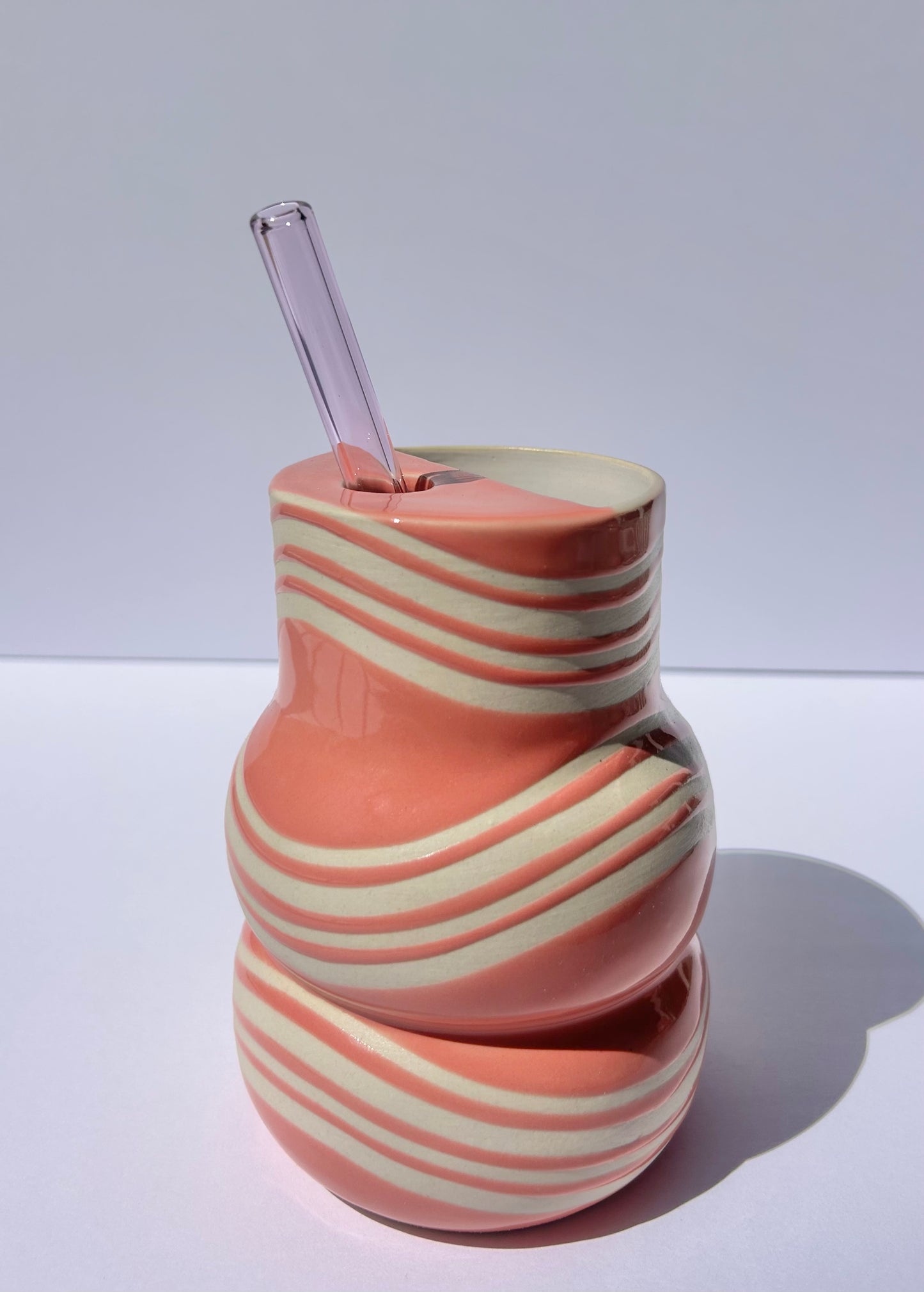 Pink Tumbler and Glass Straw
