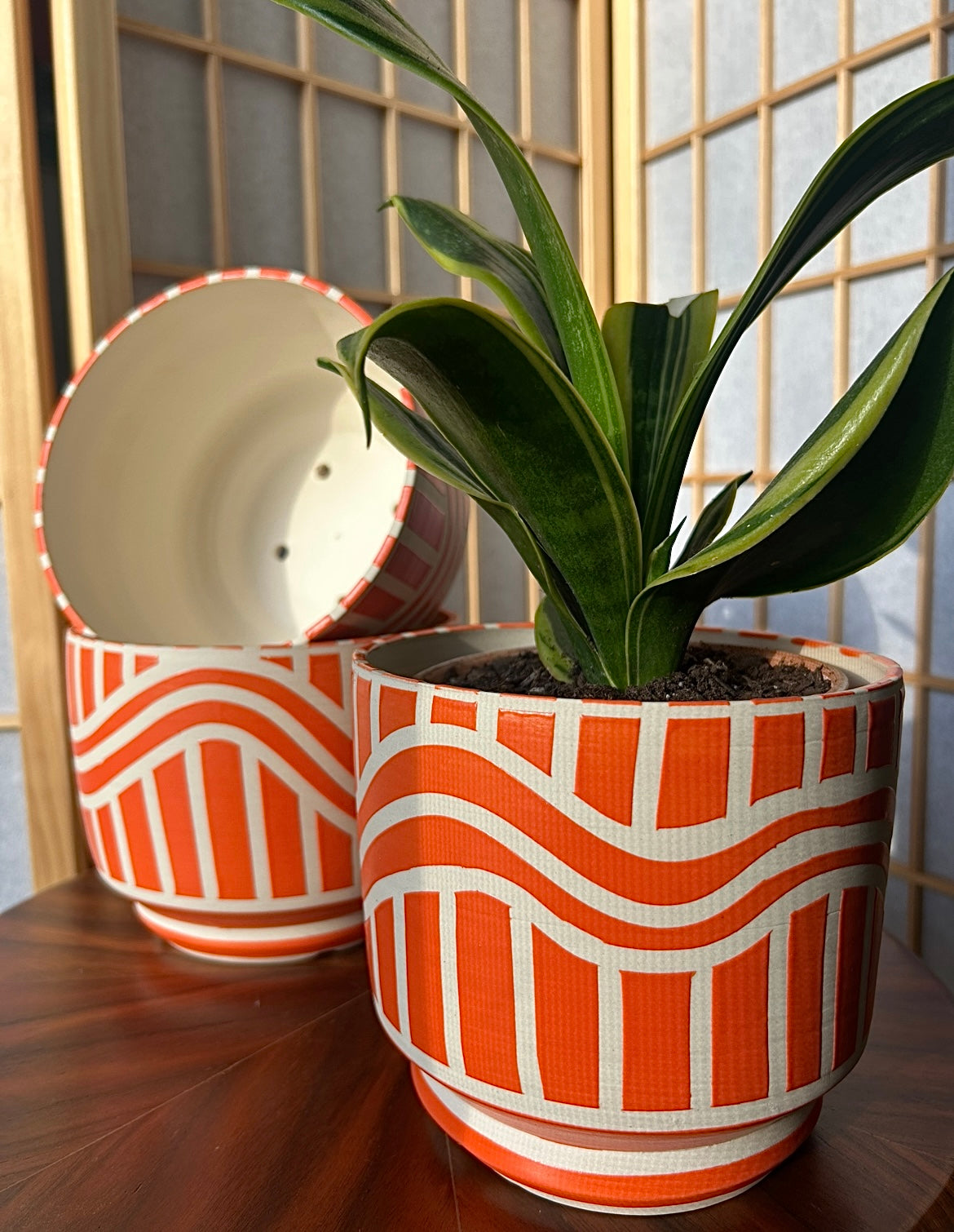 Orange Geometric Planter