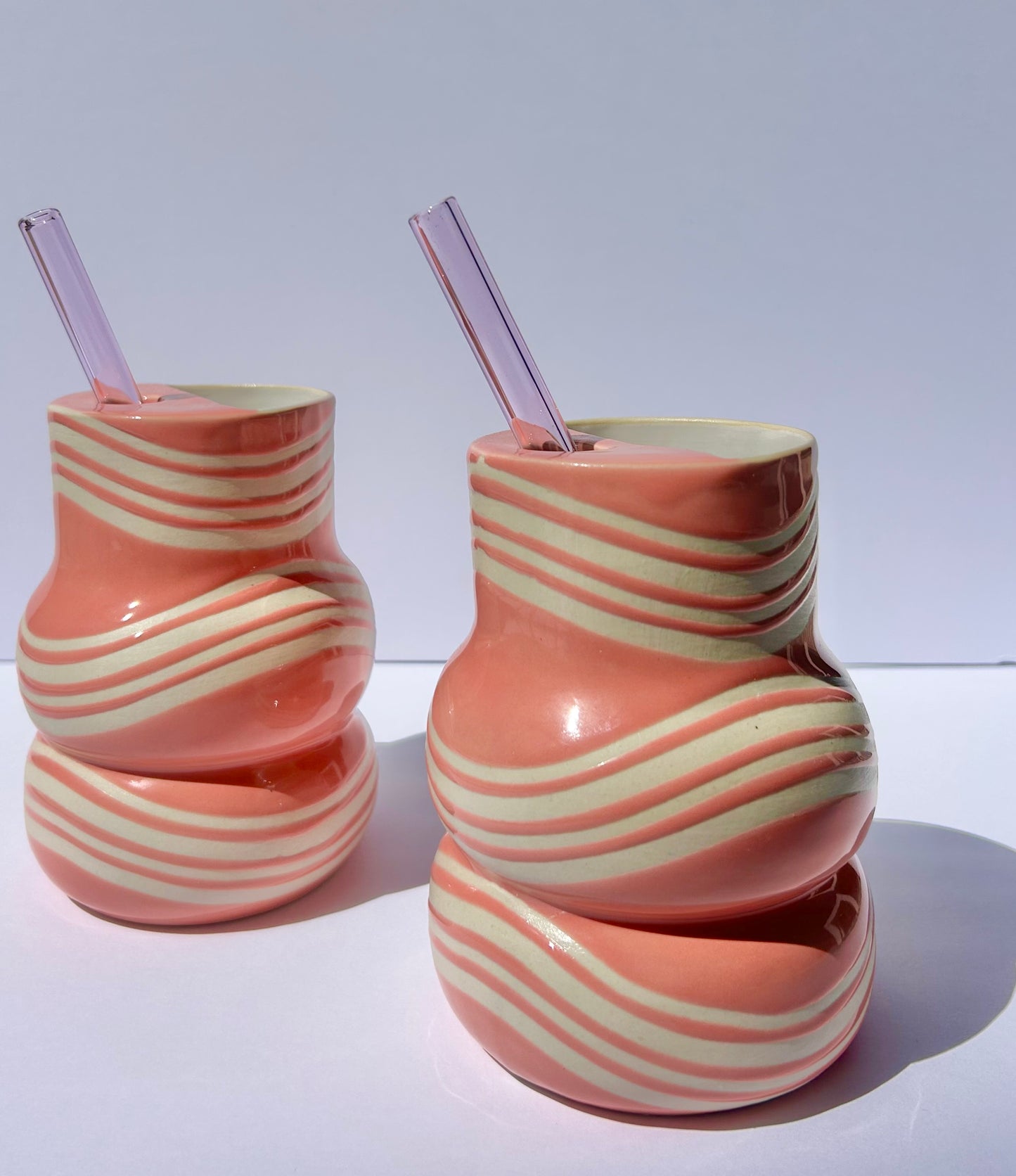 Pink Tumbler and Glass Straw