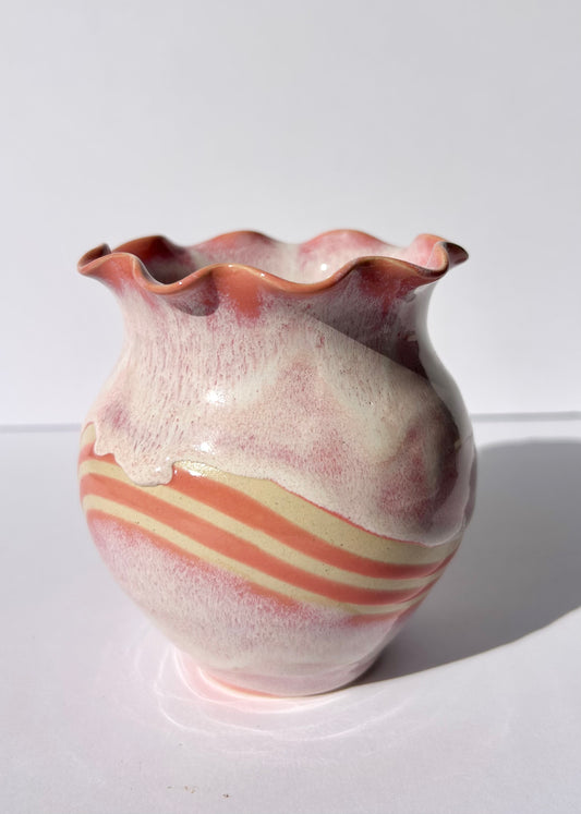 Short Pink Wave Vase