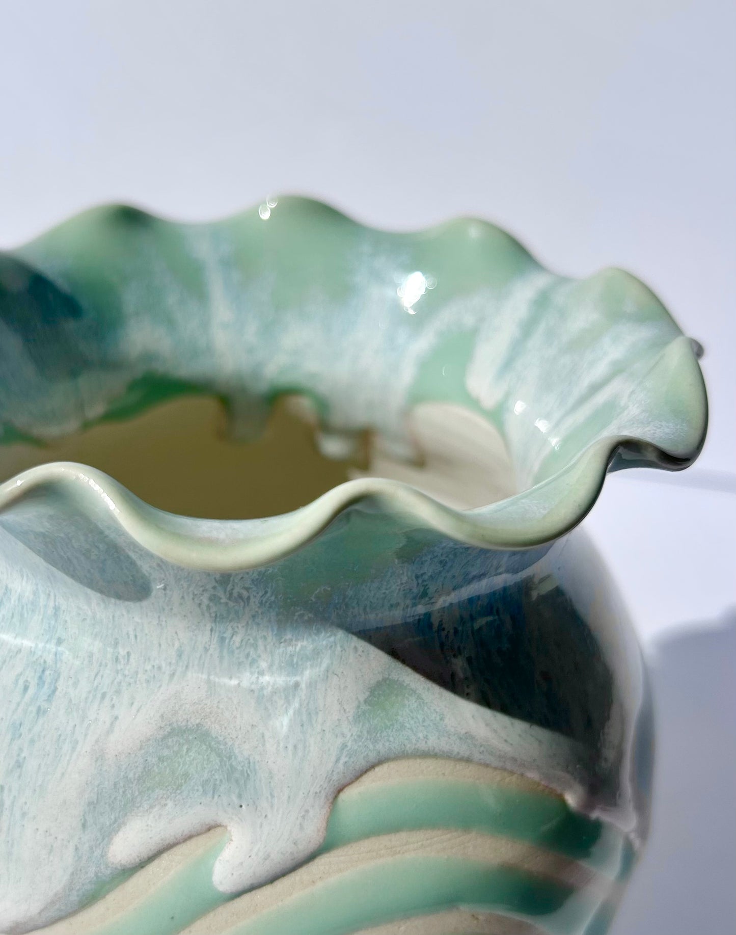 Short Mint Wave Vase