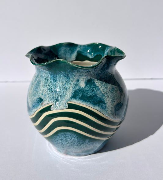 Teal Wave Vase #2