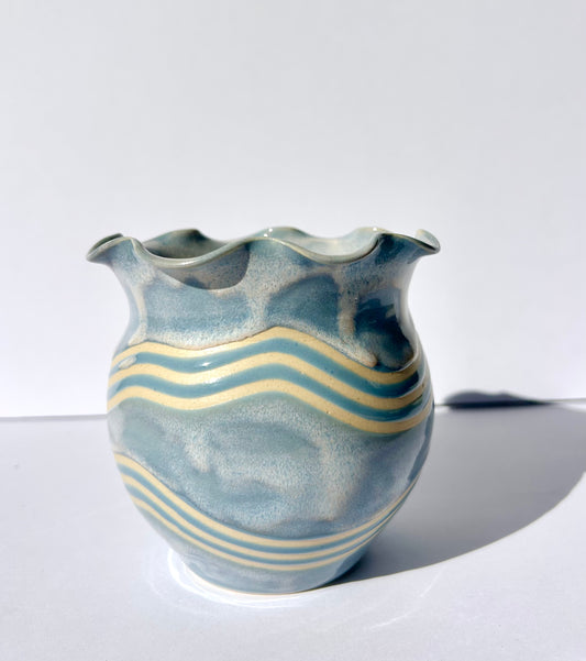 Short Periwinkle Waves Vase